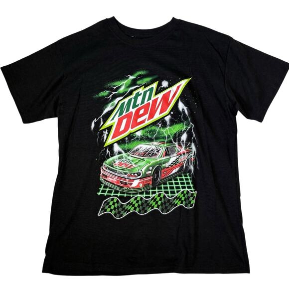 Mountain Dew Racing T-Shirt Men’s XL Black Graphic Tee NASCAR Lightning Car NWOT - Picture 1 of 5